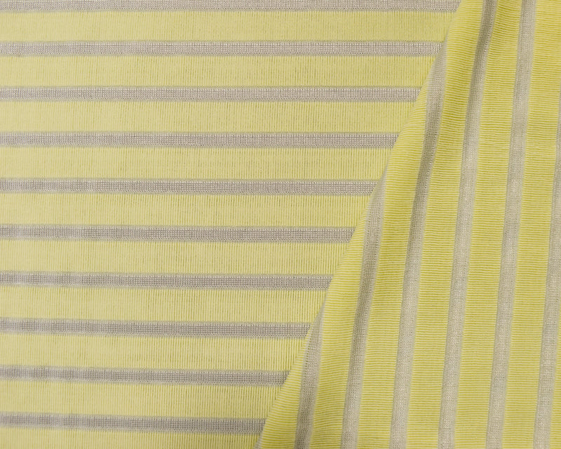 Yellow-Ivory Poly Stretch Spandex Horizontal Stripe Slinky Knit Fabric