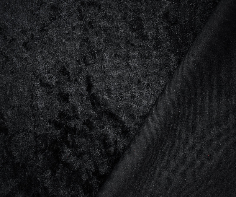 Black Poly Stretch Spandex Solid Crushed Velvet Knit Fabric