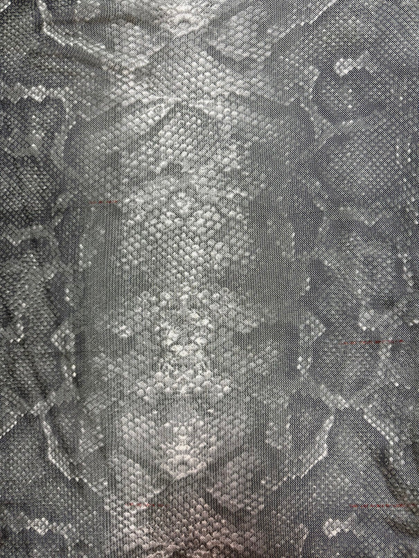 Gray Multi Snakeskin Print Stretch Mesh Fabric