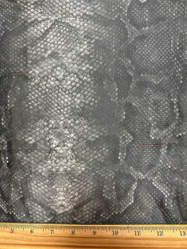 Gray Multi Snakeskin Print Stretch Mesh Fabric