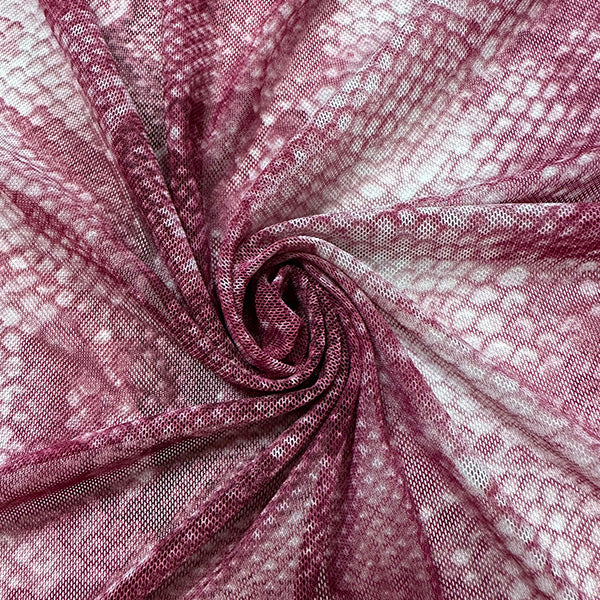 Magenta Multi Snakeskin Print Stretch Mesh Fabric