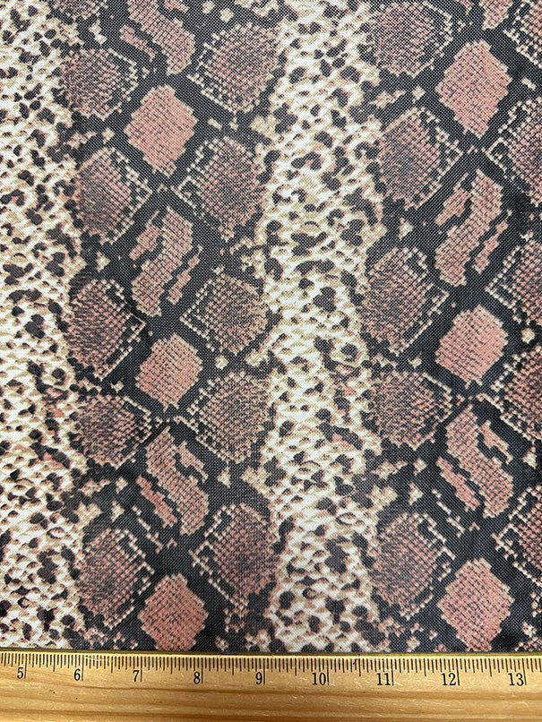 Terra Cotta Multi Snakeskin Print Stretch Mesh Fabric
