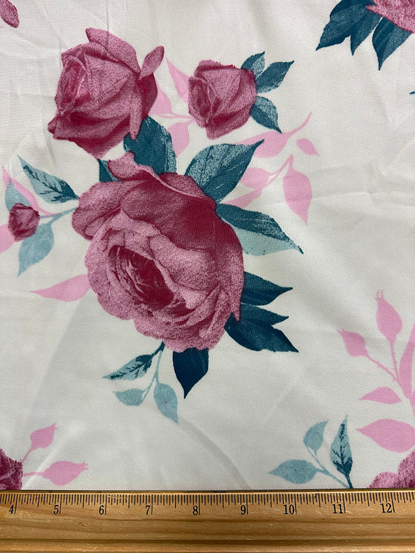 Pink Multi Floral Print Scuba Knit Fabric