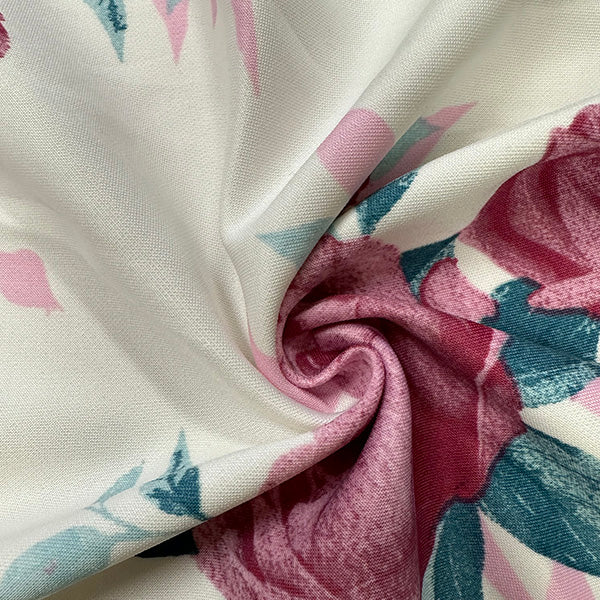 Pink Multi Floral Print Scuba Knit Fabric