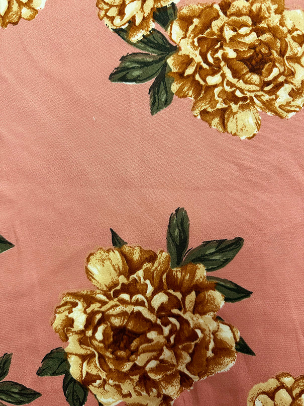 Carnation Multi Floral Print Scuba Knit Fabric