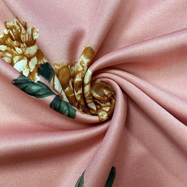 Carnation Multi Floral Print Scuba Knit Fabric