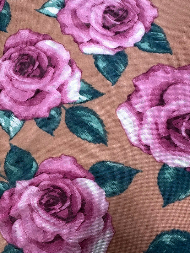 Pale Orange Multi Floral Print Stretch Mesh Fabric