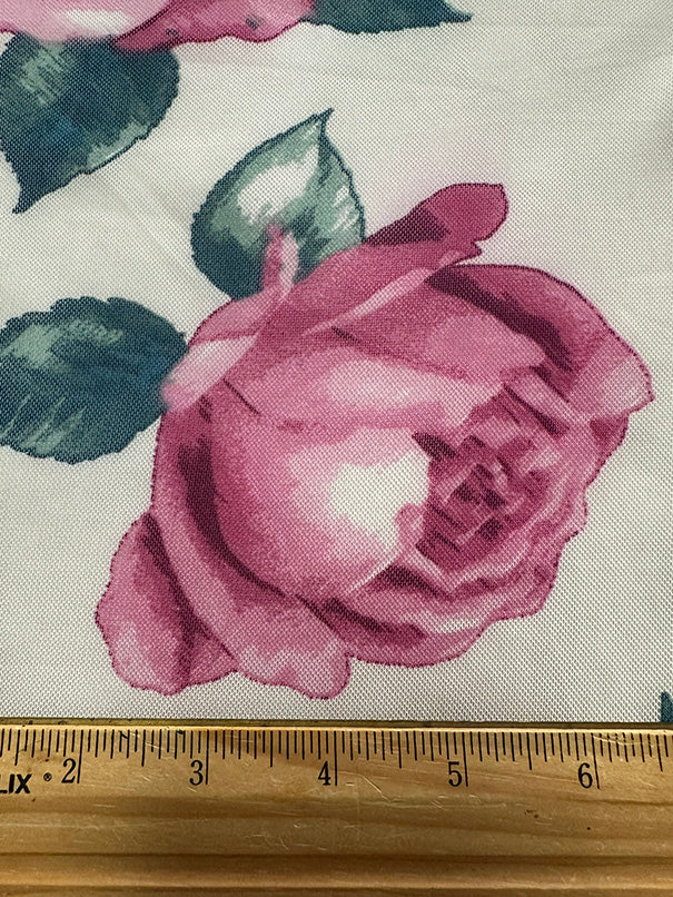 Ivory Multi Floral Print Stretch Mesh Fabric