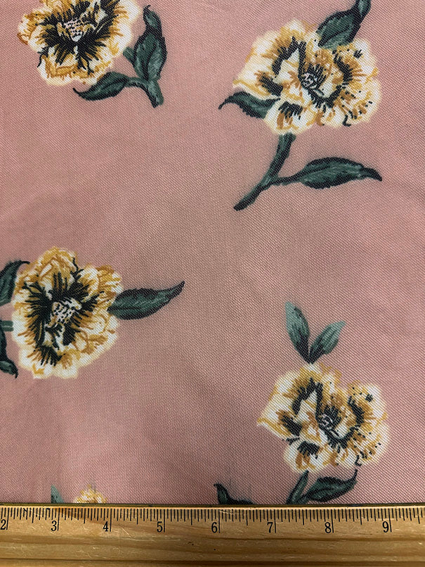 Carnation Floral Print Stretch Mesh Fabric