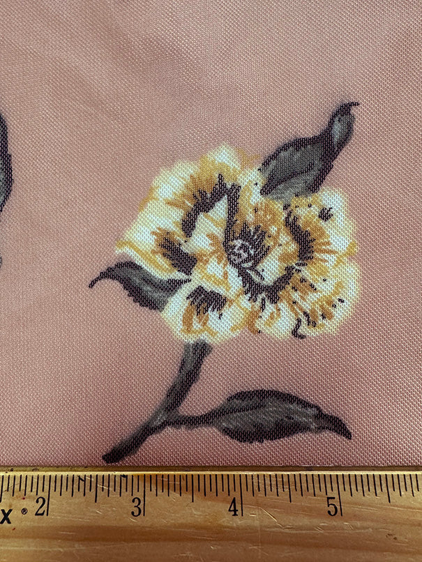 Carnation Floral Print Stretch Mesh Fabric