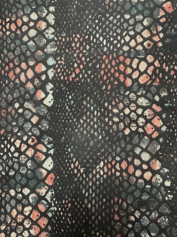 Black Multi Reptile Print Stretch Mesh Fabric