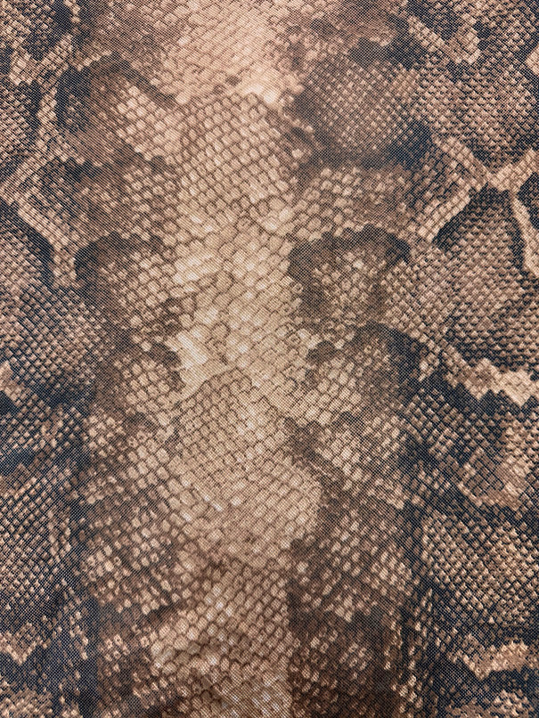 Brown Multi Snakeskin Print Stretch Mesh Fabric