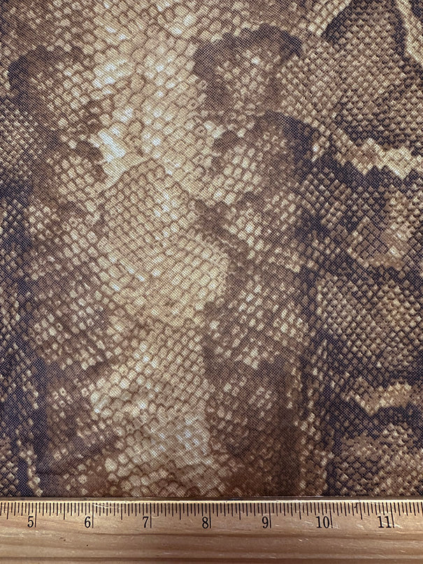Brown Multi Snakeskin Print Stretch Mesh Fabric