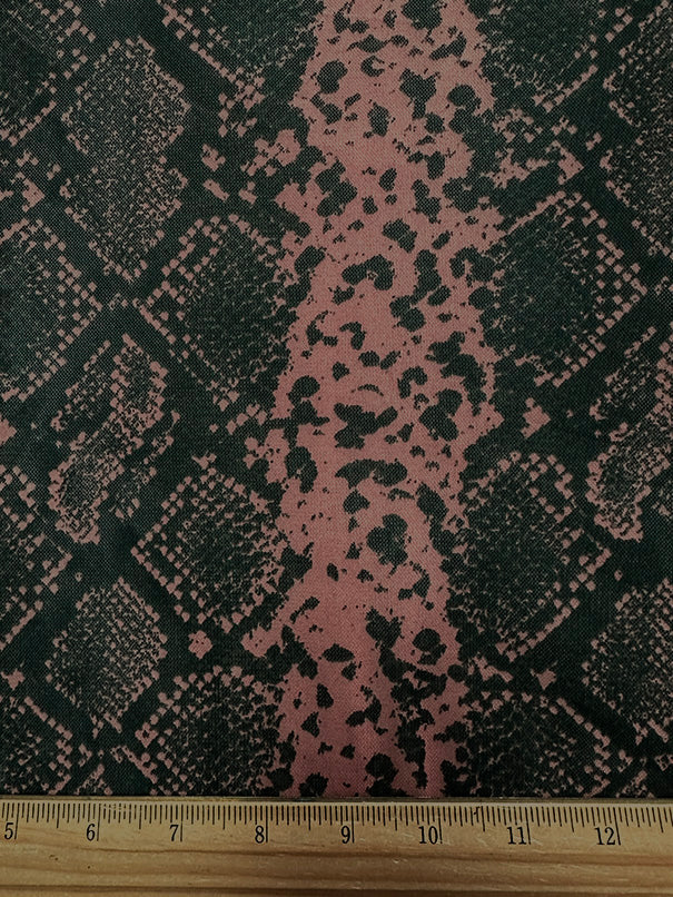 Terra Cotta and Black Snakeskin Print Stretrch Mesh Fabric