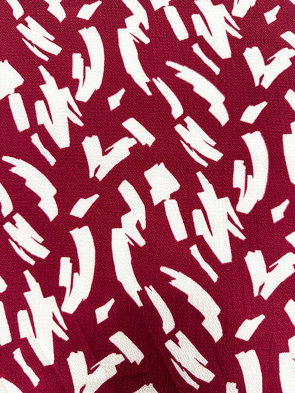 1 1/2 YD PC-Raspberry Brushstroke Poly Print High Crepe Fabric
