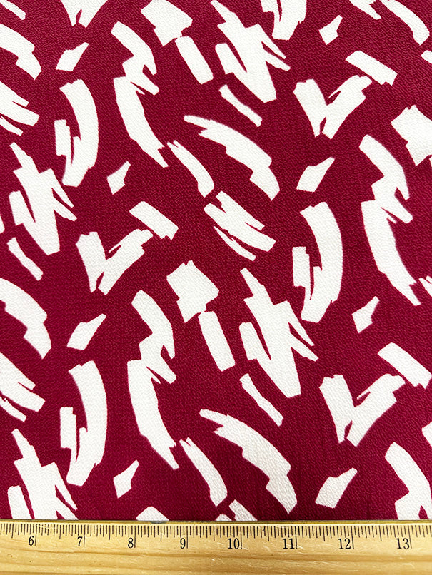 1 1/2 YD PC-Raspberry Brushstroke Poly Print High Crepe Fabric