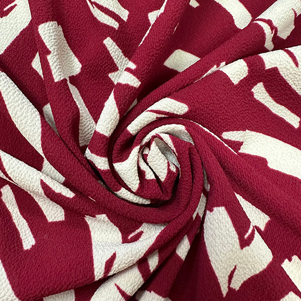 1 1/2 YD PC-Raspberry Brushstroke Poly Print High Crepe Fabric