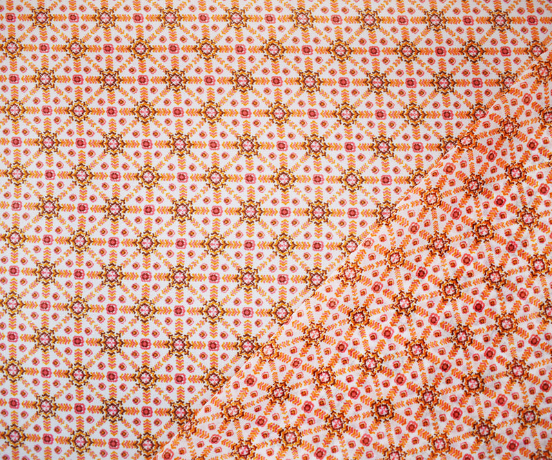 4 1/8 YD PC-Pink-White-Multi Poly Abstract Printed Chiffon Woven Fabric