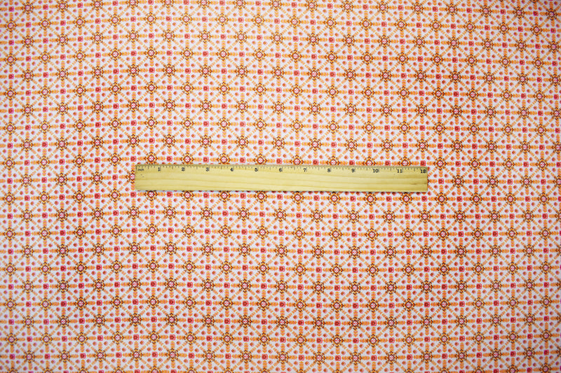 2 YD PC-Pink-White-Multi Poly Abstract Printed Chiffon Woven Fabric