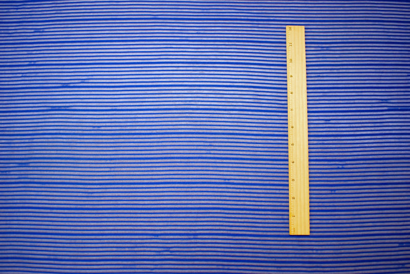 Blue Poly Stretch Spandex Rib Like Mesh Knit Fabric