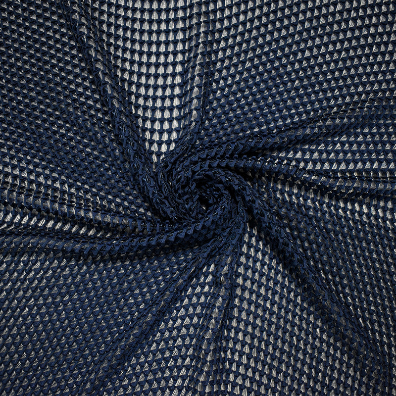 Blue Poly Texture Loopy 3D Knit Fabric
