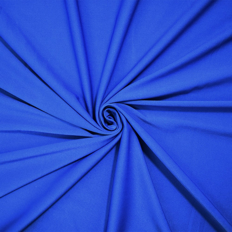 Blue Poly Stretch Spandex Rib-Like Stripe Double Knit Fabric