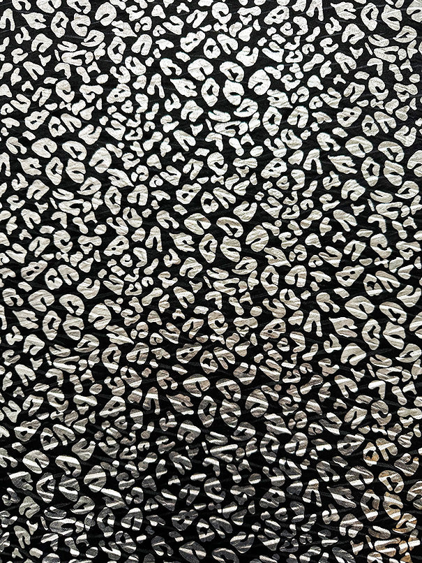 Black and Silver Animal Print Tissue Knit Fabric