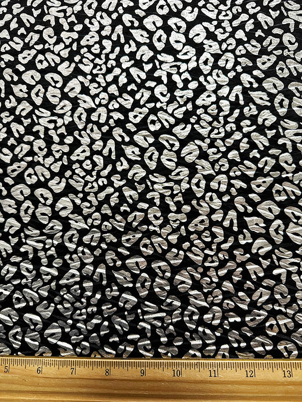 Black and Silver Animal Print Tissue Knit Fabric