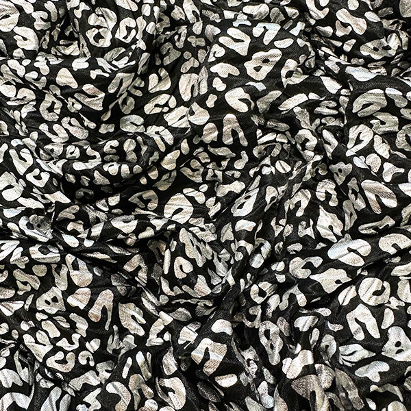 Black and Silver Animal Print Tissue Knit Fabric