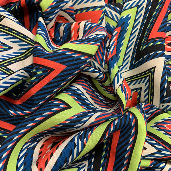 Lime Multi Diamond Print Rayon Challis Fabric