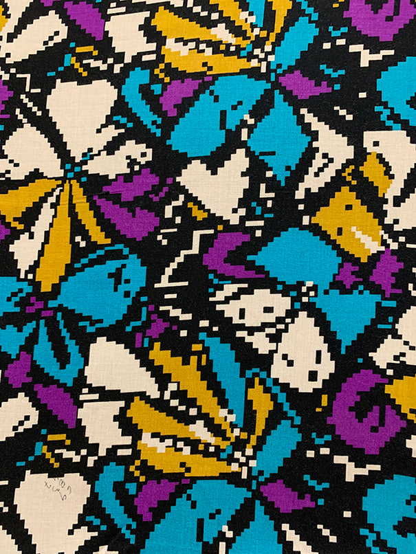 Turquoise Digital Floral Print Rayon Challis Fabric