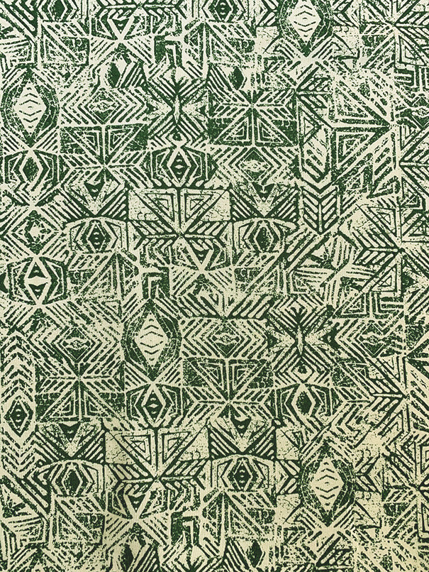 5 YD PC-Green and Pale Yellow Aztec Print Rayon Challis Fabric