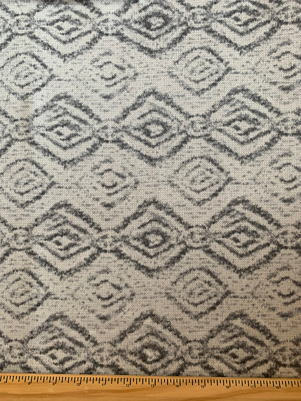 Gray Faded Tribal Diamond Print Rayon Challis Fabric