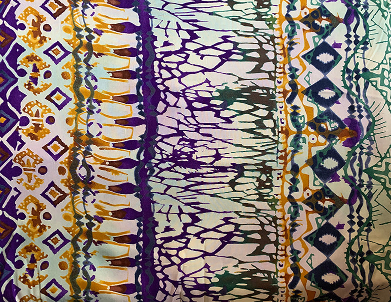 Purple Multi Print Rayon Challis Fabric