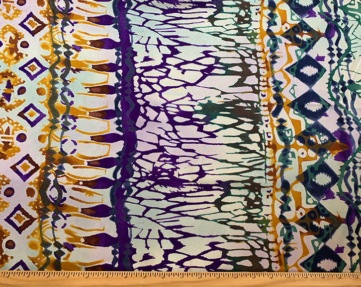 Purple Multi Print Rayon Challis Fabric