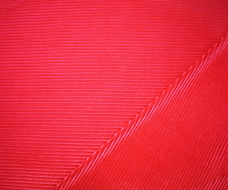 Coral Red Poly Stretch Spandex Pleated Interlock Knit Fabric
