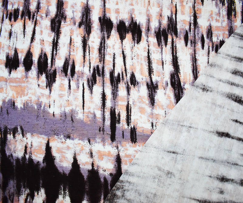 Brown-Purple-Multi Rayon Tie Dye Printed Jersey Knit Fabric
