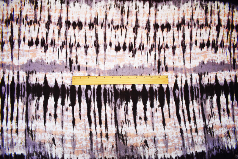 Brown-Purple-Multi Rayon Tie Dye Printed Jersey Knit Fabric
