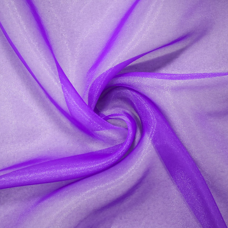 Purple-Silver Poly Solid Sparkle Organza Woven Fabric