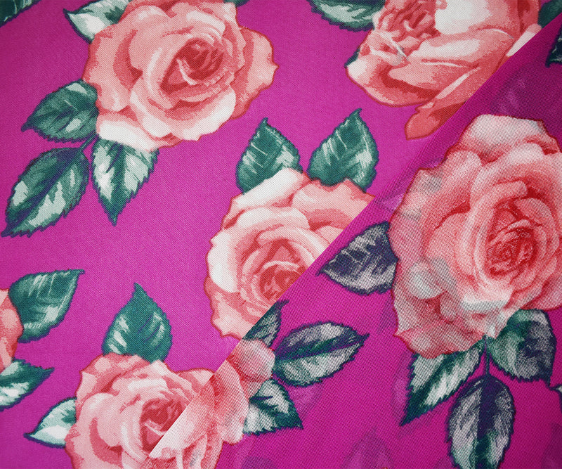 Pink-Multi Poly Stretch Spandex Floral Printed Mesh Knit Fabric