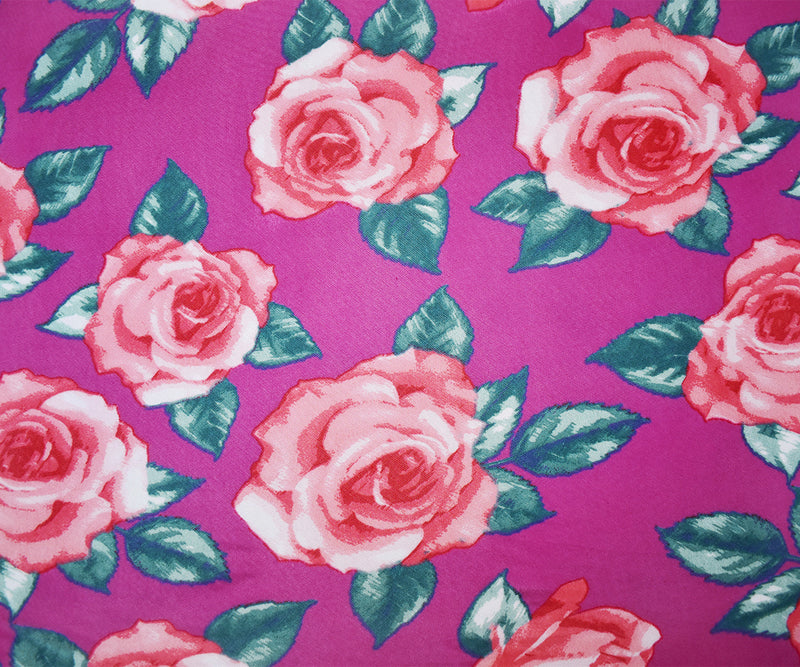 Pink-Multi Poly Stretch Spandex Floral Printed Mesh Knit Fabric