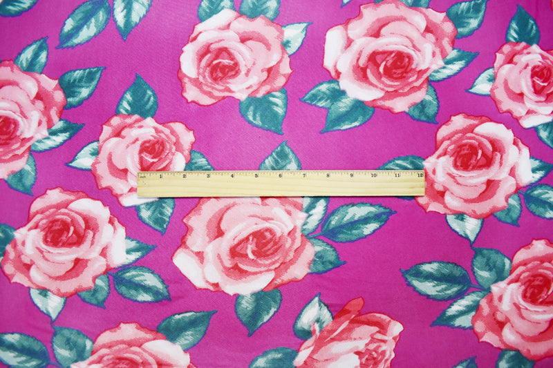 Pink-Multi Poly Stretch Spandex Floral Printed Mesh Knit Fabric