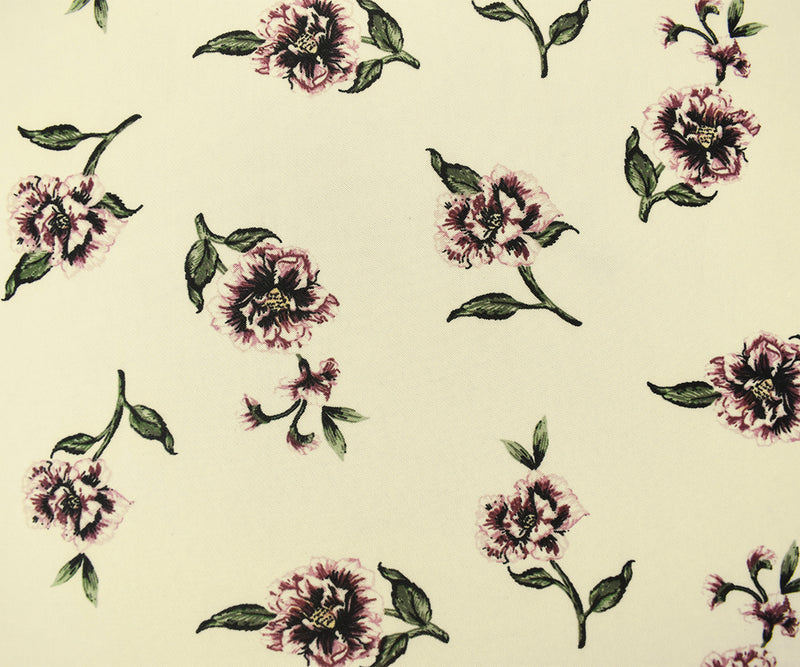 Ivory-Multi Poly Stretch Spandex Floral Printed Mesh Knit Fabric