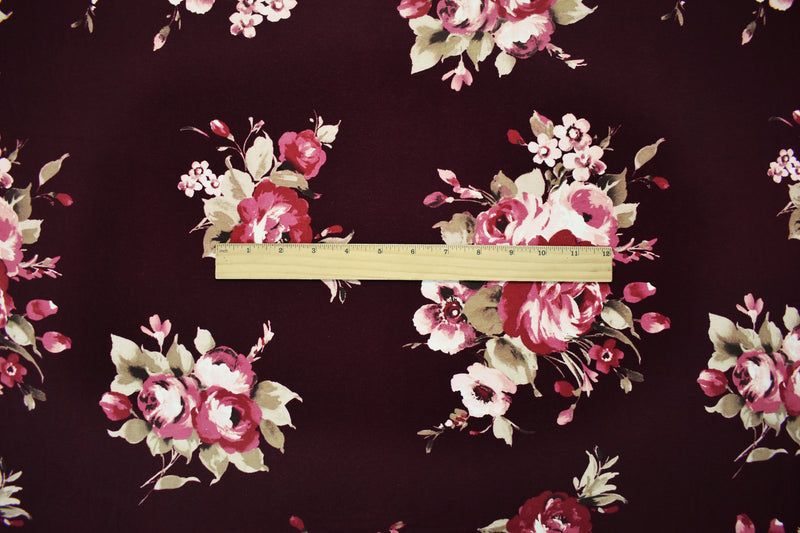 Purple-Multi Rayon Stretch Spandex Floral Printed Jersey Knit Fabric