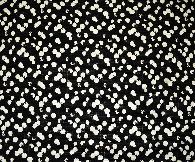 Black-White Poly Stretch Spandex Dot Print Pleated Interlock Knit Fabric