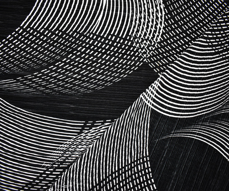 Black-White Poly Stretch Spandex Abstract Print Pleat Interlock Knit Fabric