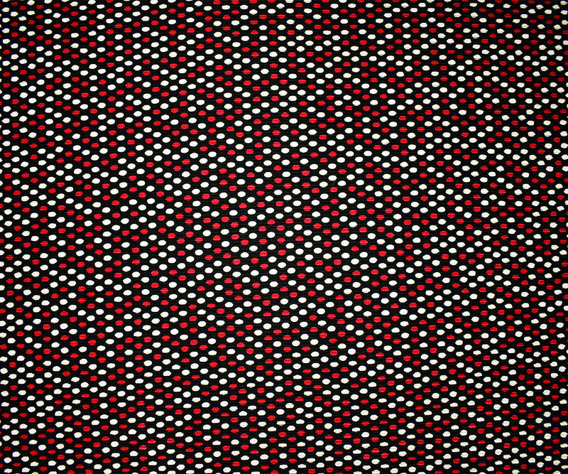 Black-Multi Poly Stretch Spandex Dot Print Pleated Interlock Knit Fabric