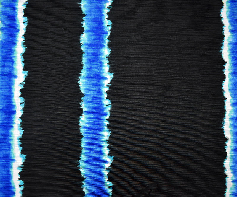 Blue-Multi Poly Stretch Spandex Tie Dye Print Pleated Interlock Knit Fabric