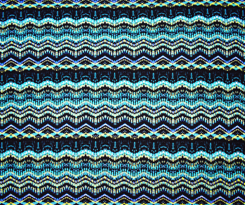 Black-Multi Poly Stretch Spandex Abstract Print Pleated Jersey Knit Fabric