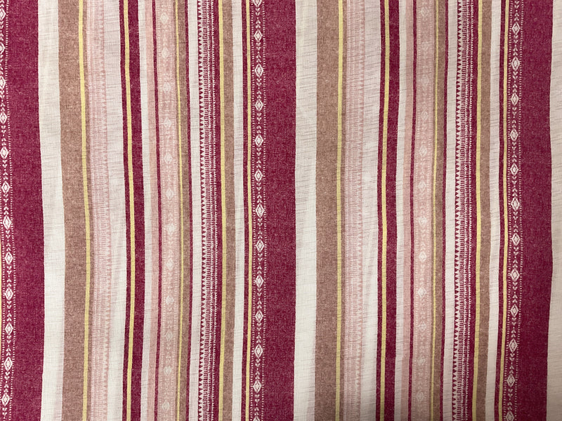Pink-Yellow-Multi Poly Stripe Print Sugar Slub Jersey Knit Fabric